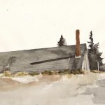 Terry Elkins, Strong’s Barn. Watercolor, 18” x 24” Original available, print available.
