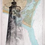 Terry Elkins, Bald Head Island Lighthouse, NC. Pencil on collage, 29” x 23”. Collection of the artist, print available (click here).