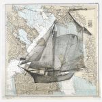 Terry Elkins, Bay Schooner. Pencil on collage, 25”x25”. Private collection, print available.