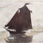 Terry Elkins, Silhouette. Pencil on collage , 27”x35”. Original available, print available.