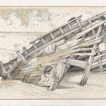 Terry Elkins, Fisher Island. Pencil on collage, 23”x29”. Original available, print available.