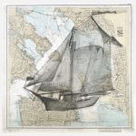 Terry Elkins, Bay Schooner. Pencil on collage, 26”x26”. Private collection, print available.