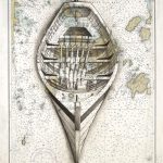 Terry Elkins, Blue Hill Bay. Pencil on collage , 28”x22”. Original available, print available.